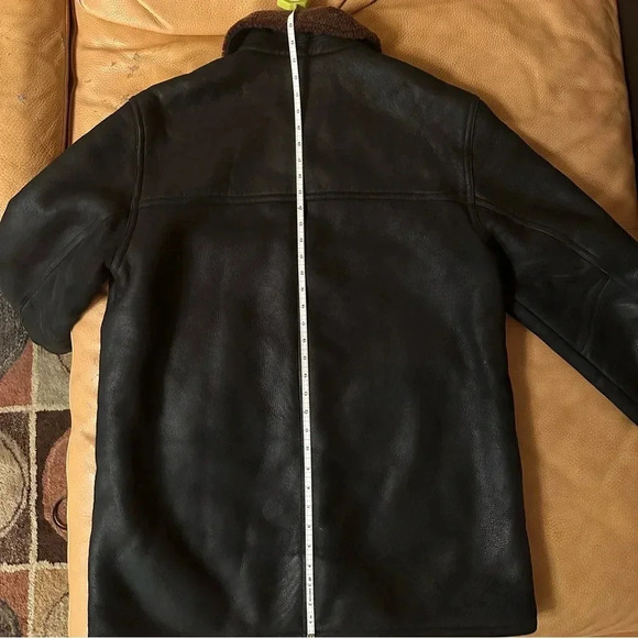 Mark New York genuine shearling coat in black leather with brown collar - Picture 15 of 15